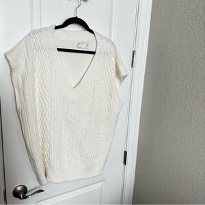 Asos Design White Cable Knit Sweater Vest